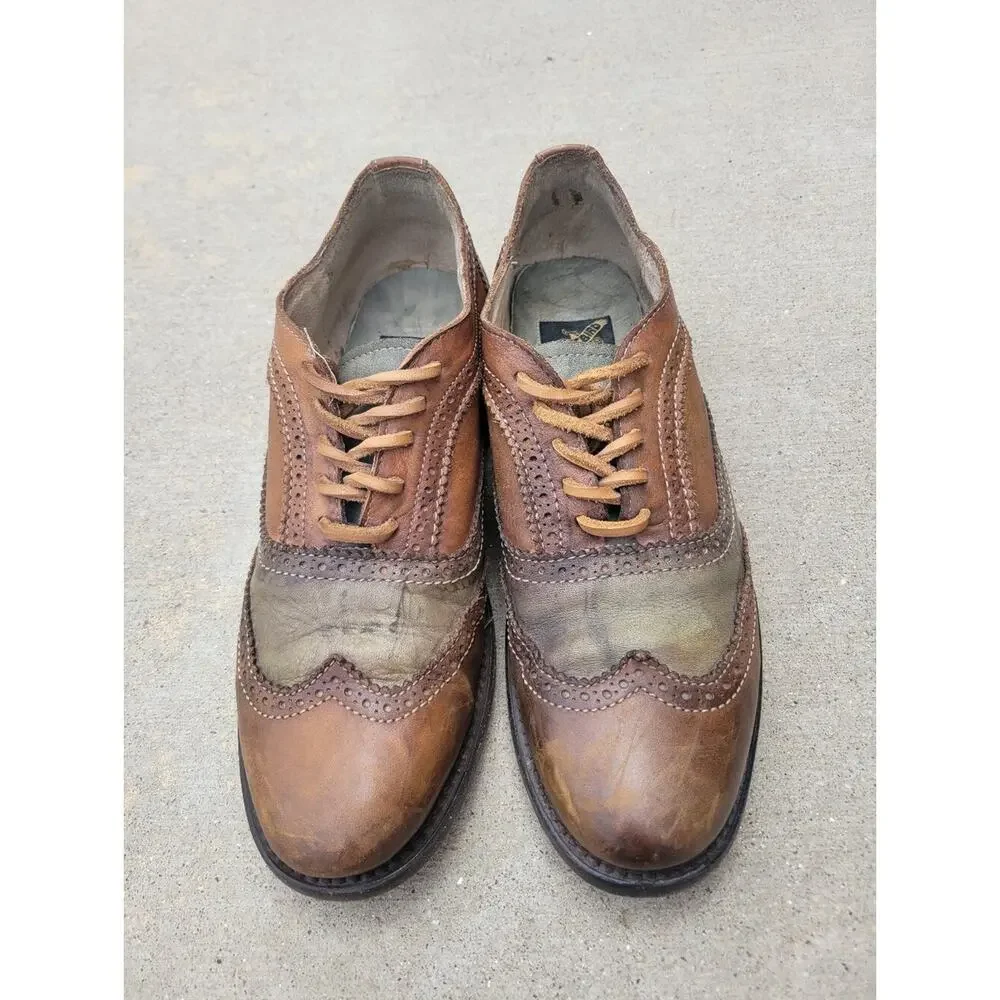 Freebird King Brown & Green Leather Oxford Wingtip Lace Up Shoes Mens 9